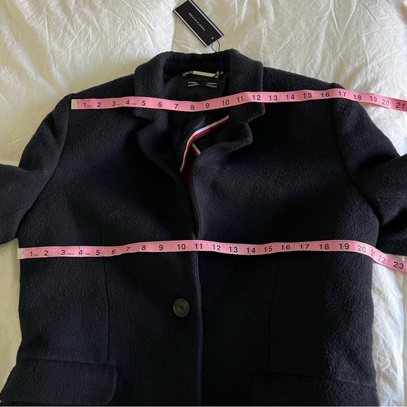 Tommy Hilfiger Norma Jacquard Blue Red Stars Wool Blend Long Coat Size 10 NWT - Picture 14 of 15